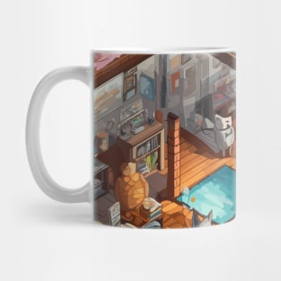 Isometric cat room Mug